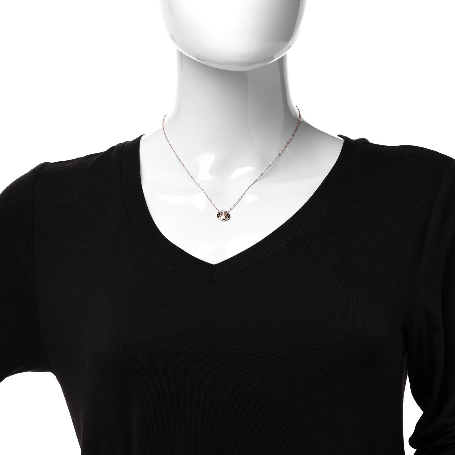 Chanel 18K Rose Gold Diamond Extrait de Camelia Pendant Necklace 2 of 5