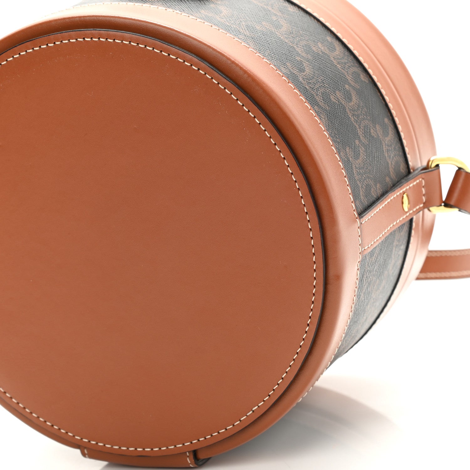Celine Calfskin Triomphe Canvas Medium Tambour Bag Tan 10 of 10