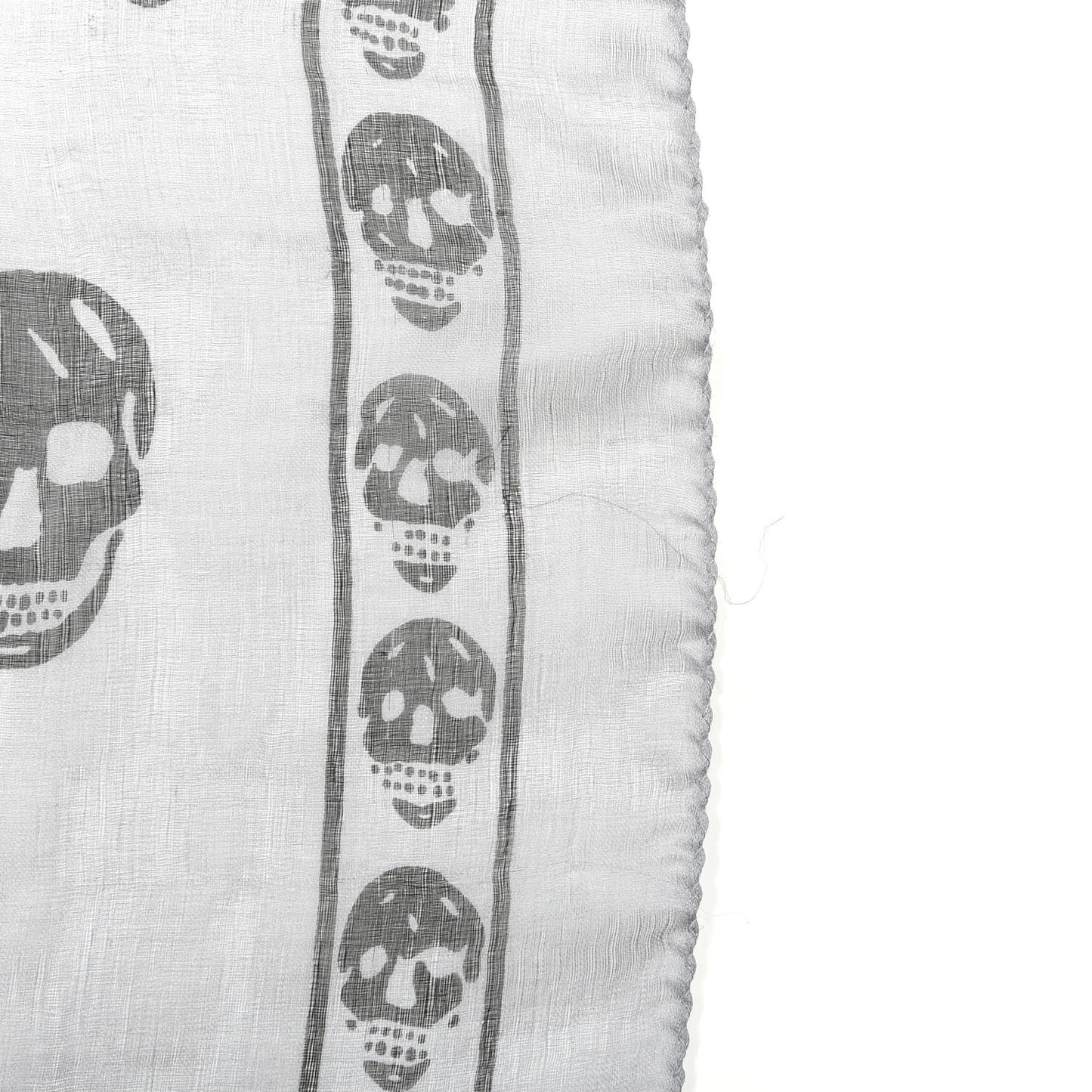 Silk Skull Scarf Ivory Black