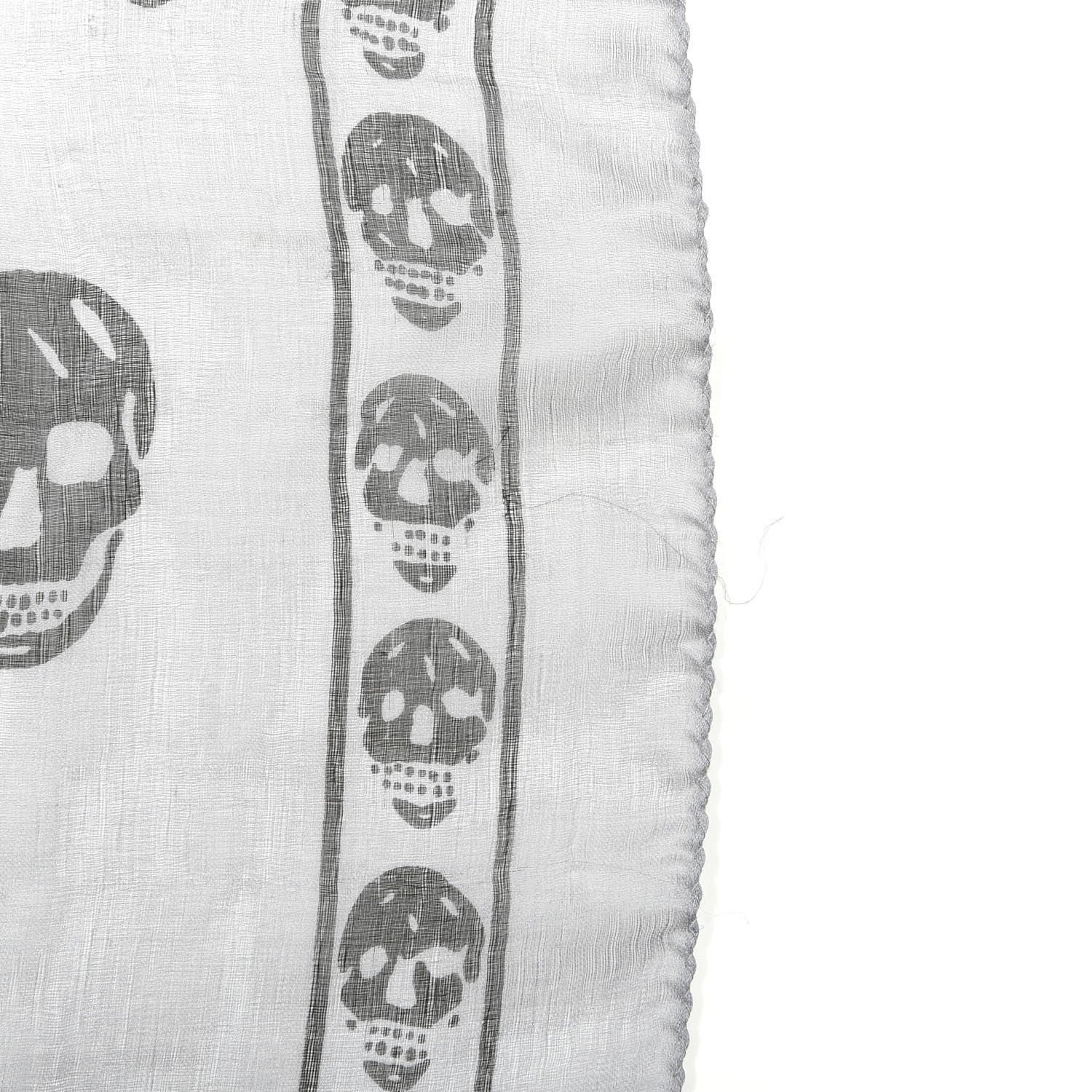 Alexander McQueen Silk Skull Scarf Ivory Black 5 of 6