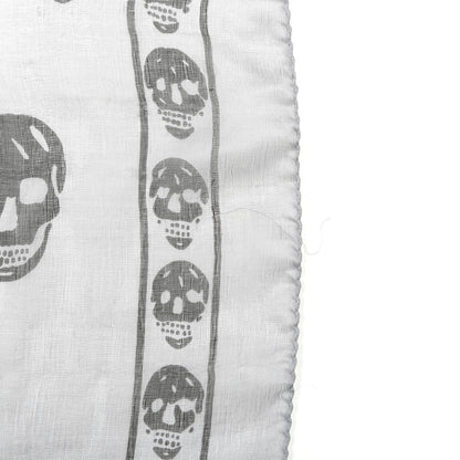 Alexander McQueen Silk Skull Scarf Ivory Black 5 of 6