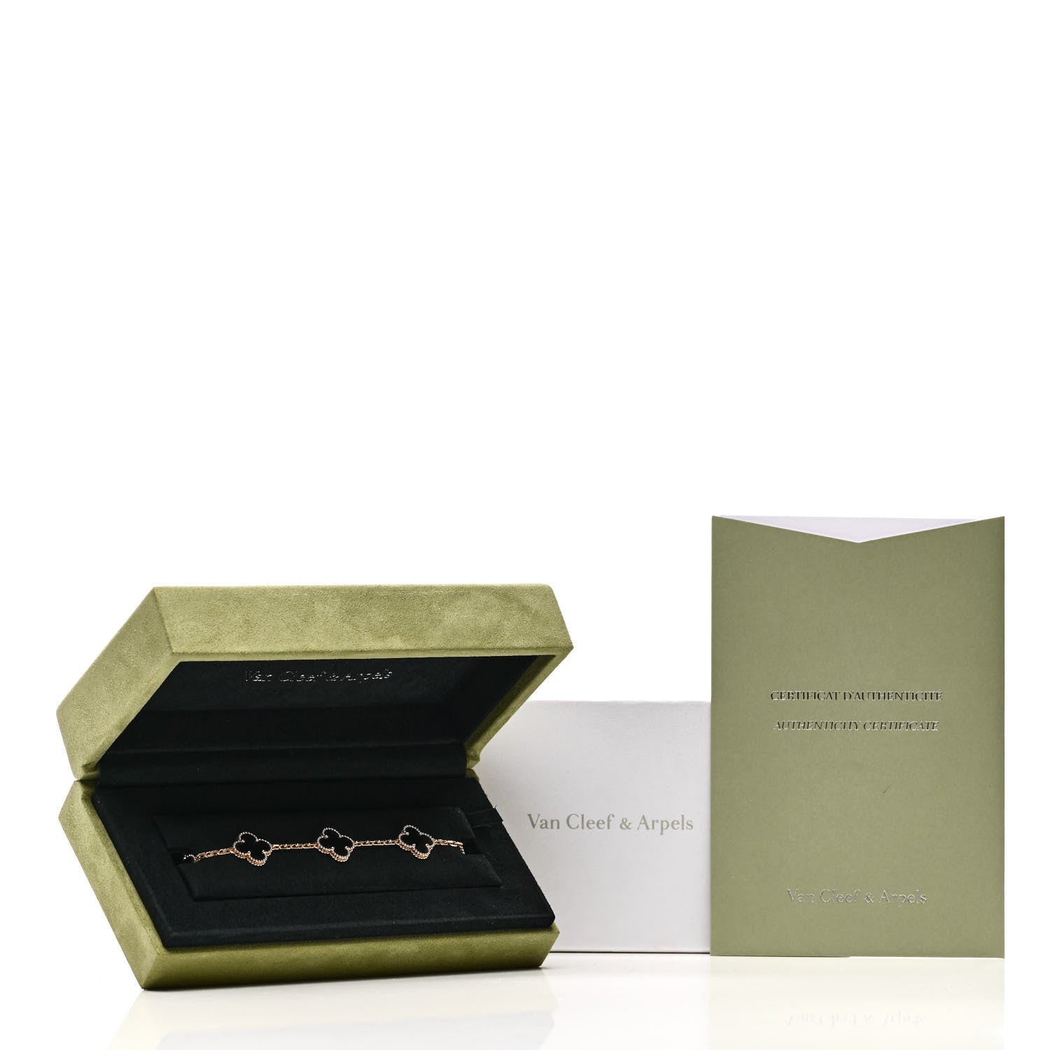 Van Cleef & Arpels 18K Yellow Gold Black Onyx 5 Motifs Vintage Alhambra Bracelet 5 of 5