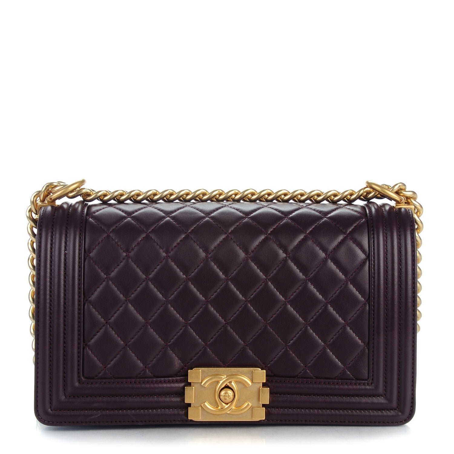 Chanel Lambskin Quilted Medium Boy Flap Dark Purple 1 of 8