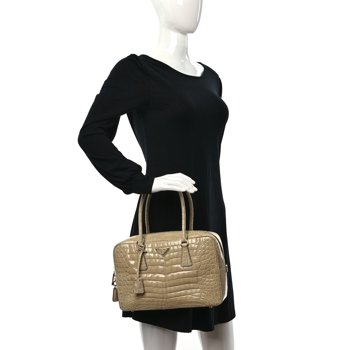 Crocodile Bauletto Bag Beige
