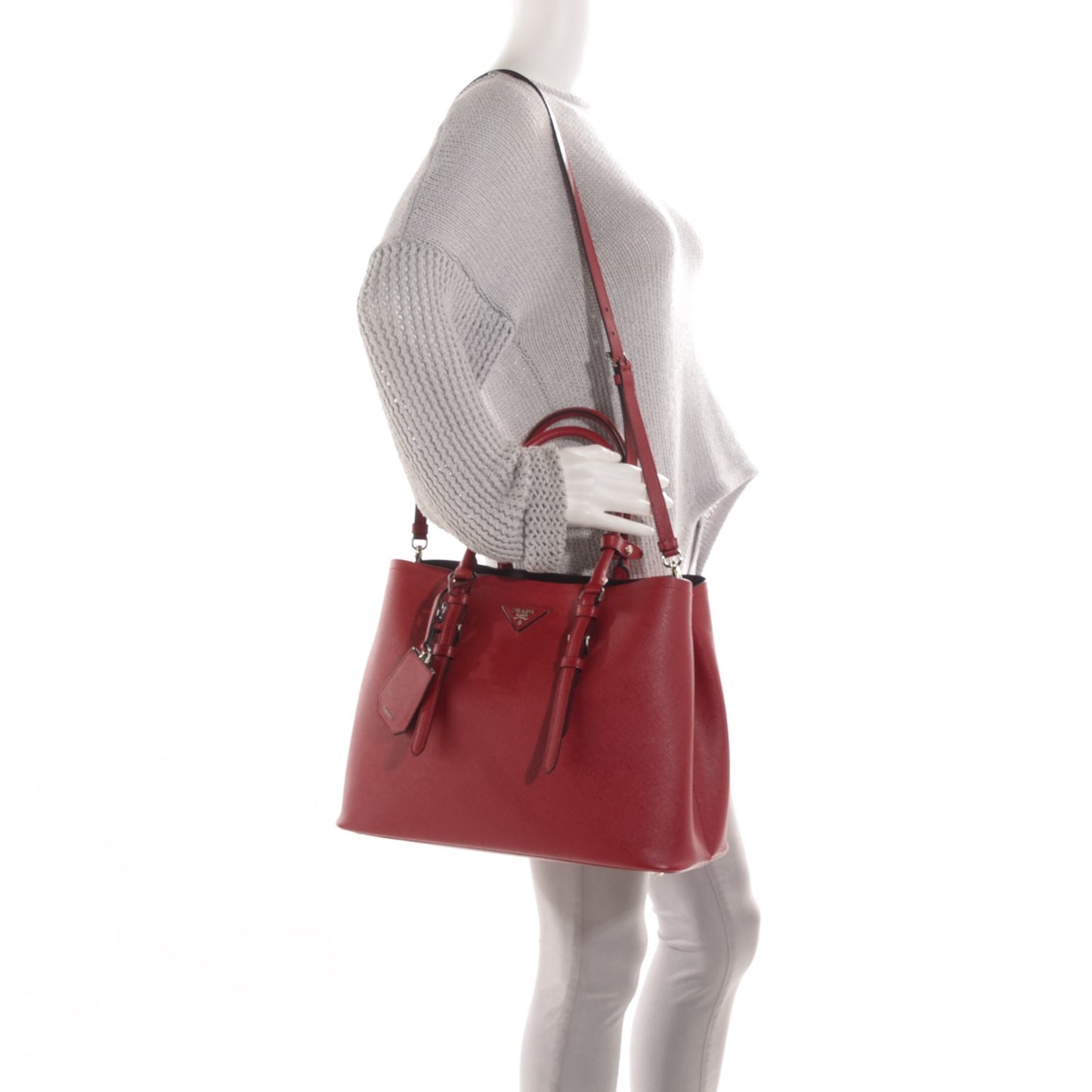 Saffiano Cuir Double Handle Tote Fuoco
