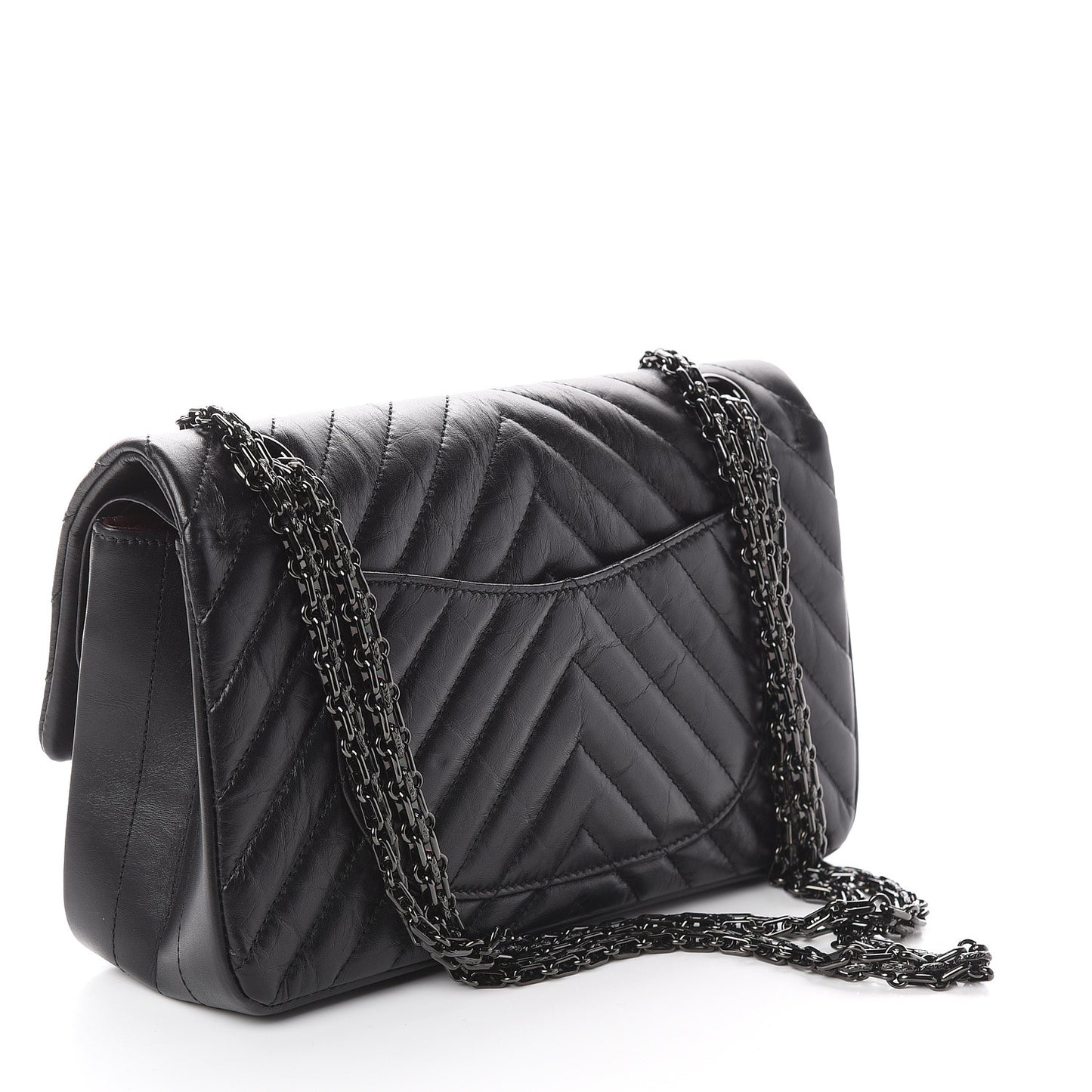 Aged Calfskin Chevron Quilted 2.55 Reissue 225 Flap So Black