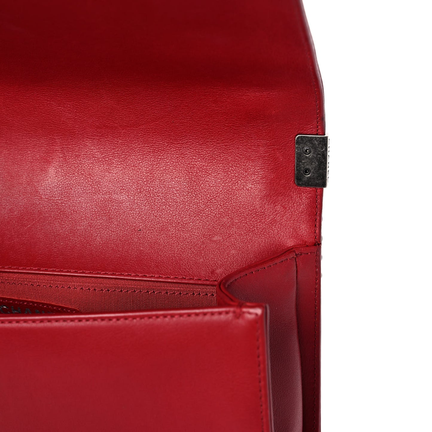 Calfskin Chevron Quilted Medium Boy Flap Dark Red