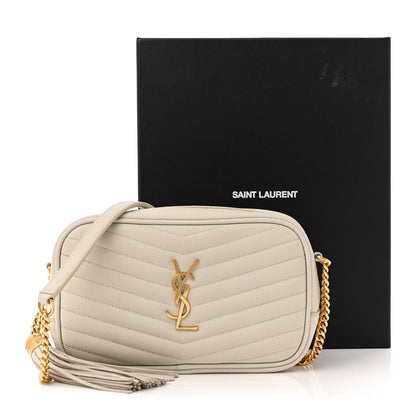 Saint Laurent Grain De Poudre Matelasse Monogram Mini Lou Camera Bag Crema Soft 15 of 15
