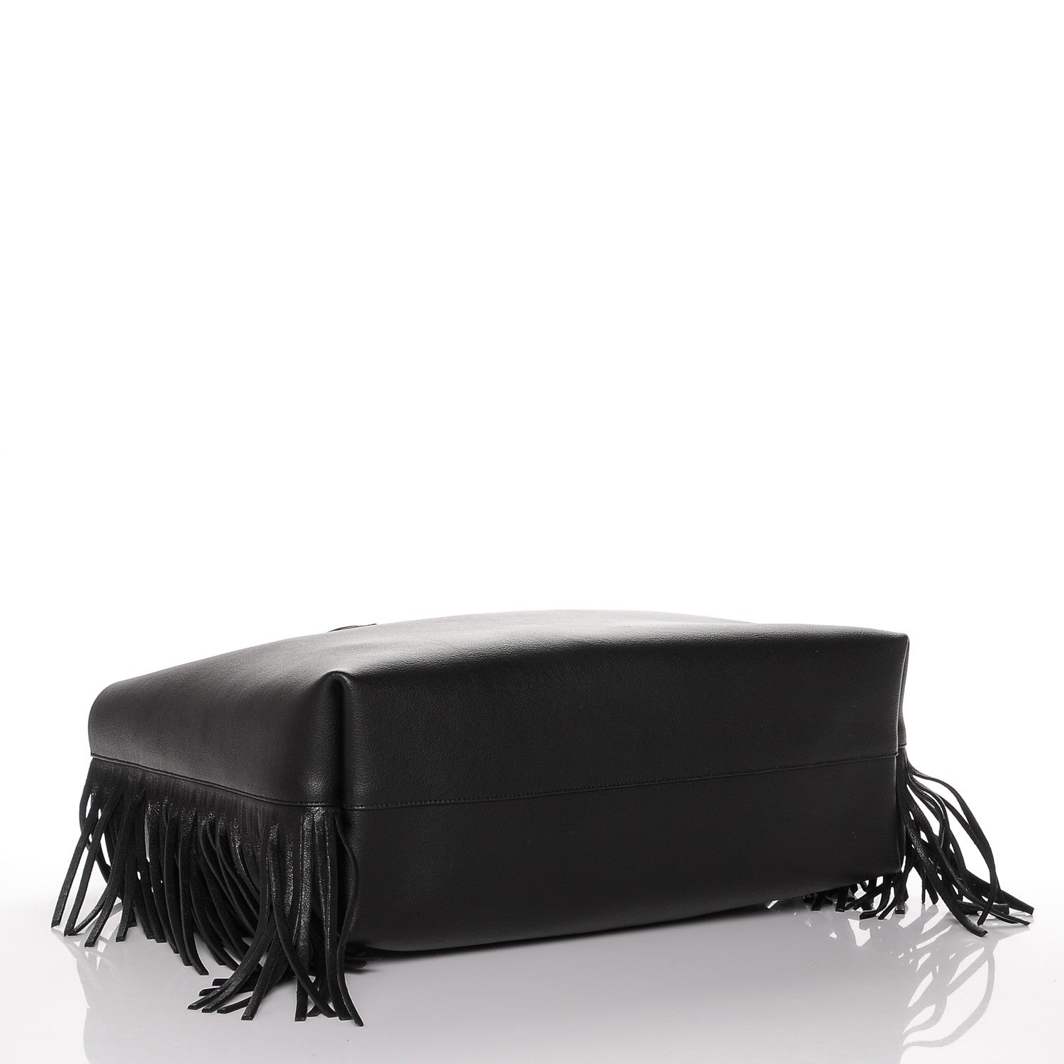 Saint Laurent Calfskin Large Fringe Shopping Tote Black 4 of 7