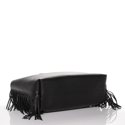 Saint Laurent Calfskin Large Fringe Shopping Tote Black 4 of 7