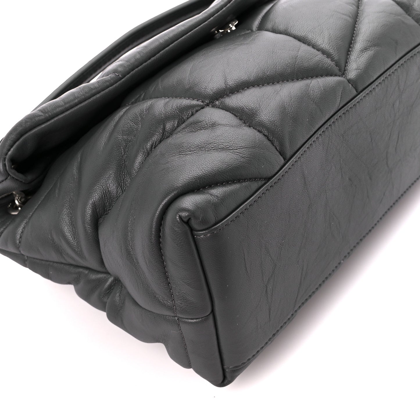 Lambskin Quilted Small Loulou Puffer Monogram Chain Satchel Concrete