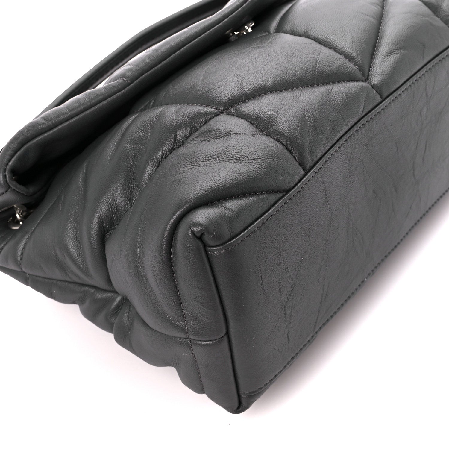 Saint Laurent Lambskin Quilted Small Loulou Puffer Monogram Chain Satchel Concrete 10 of 11