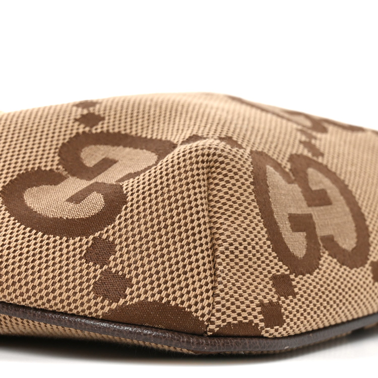 Gucci Monogram Jumbo GG Textured Dollar Calfskin Web Belt Bag Camel Ebony New Acero 9 of 10