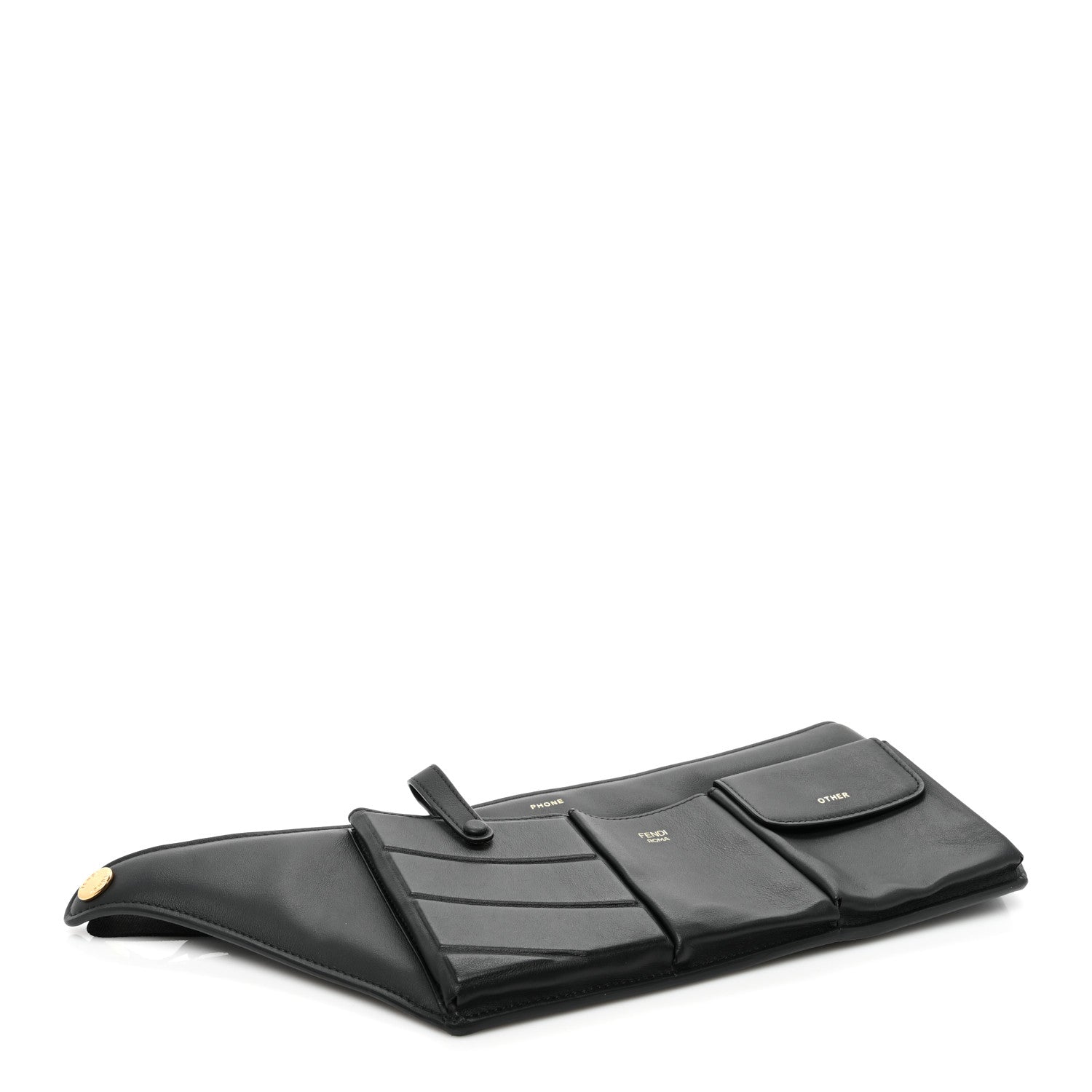 Fendi Vitello Grace Matte 3 Pocket Belt Pouch Black 4 of 8