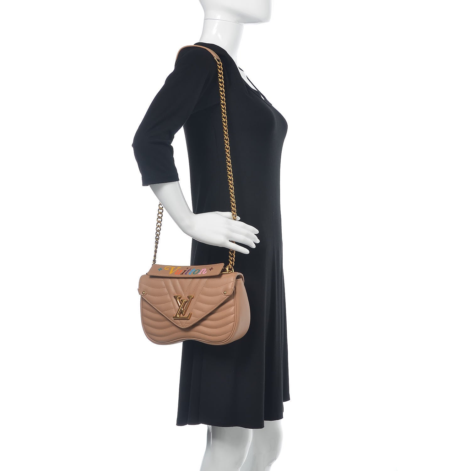 Louis Vuitton Calfskin New Wave Chain MM Noisette 2 of 13