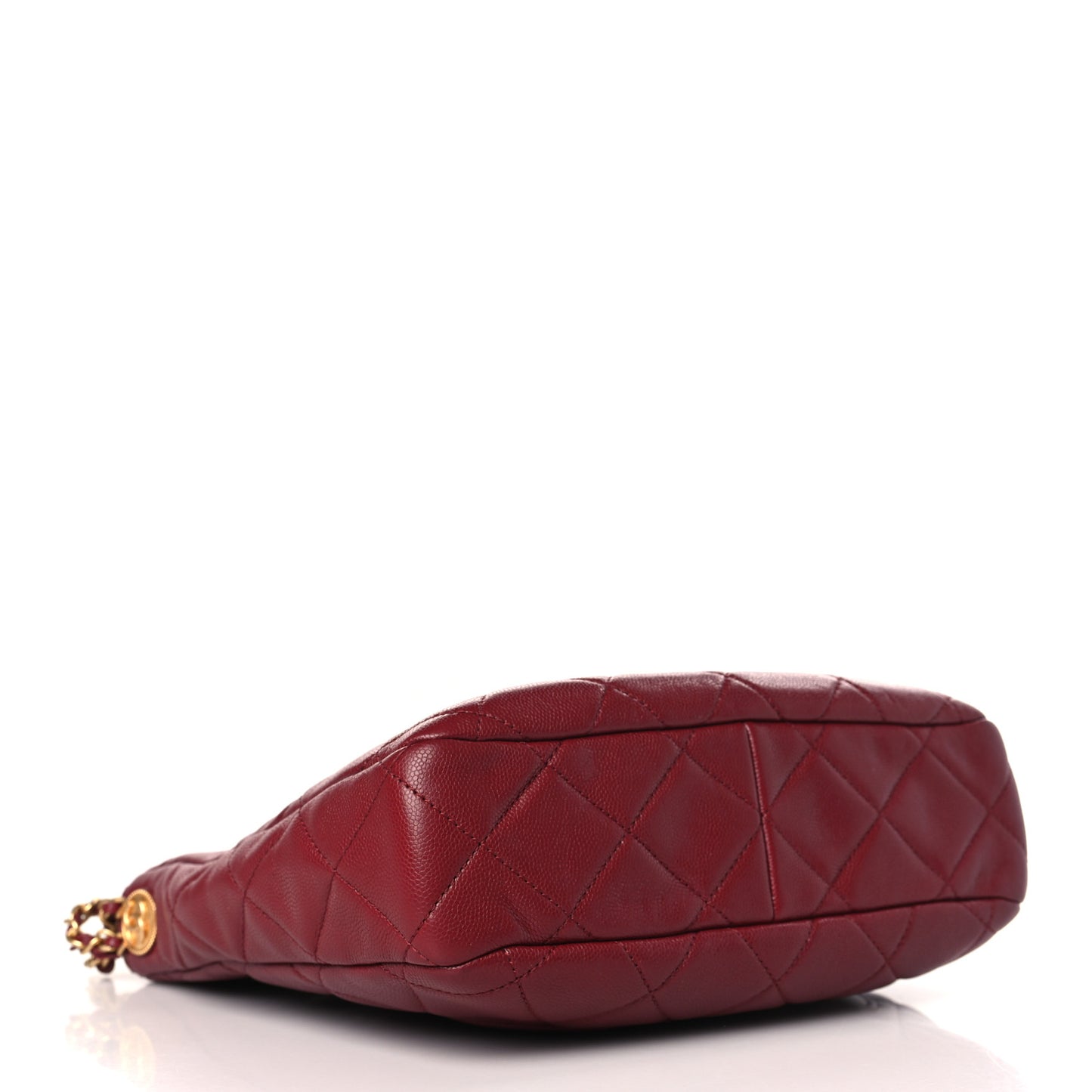 Caviar Quilted Twist Your Buttons Hobo Burgundy