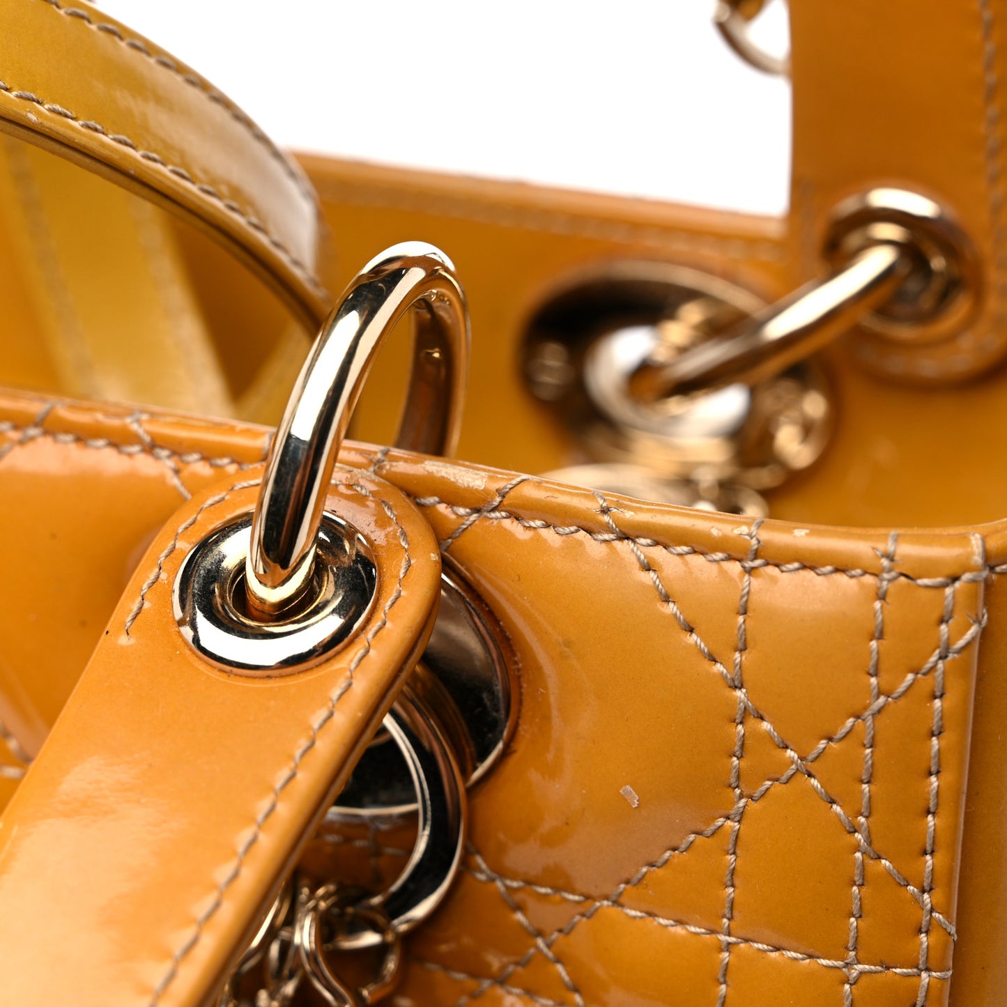 Patent Cannage Medium Lady Dior Beige