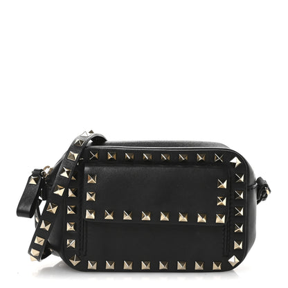Valentino Garavani Grained Calfskin Small Rockstud Flap Pocket Camera Crossbody Bag Black 1 of 9