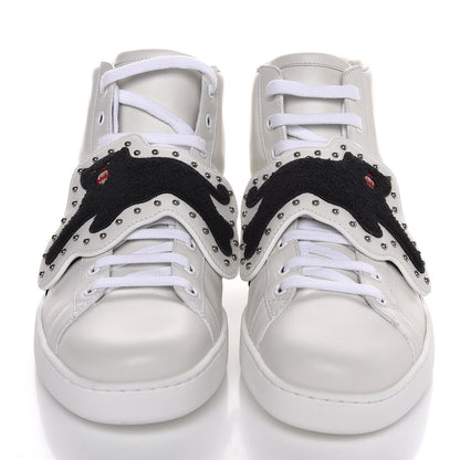 Gucci Calfskin Web Panther Embroidered Mens Ace High Top Sneakers 9.5 White 2 of 10