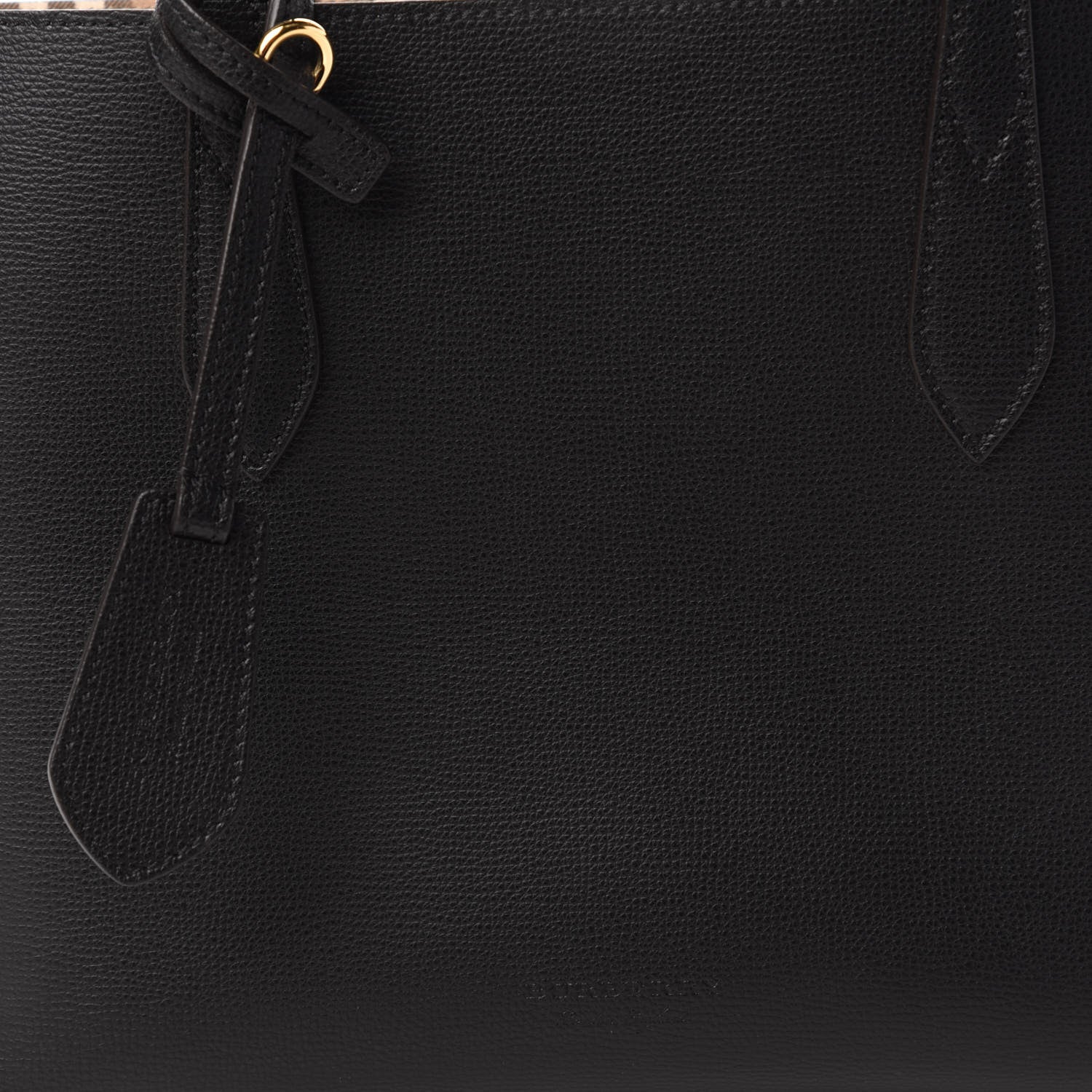 Burberry Grainy Calfskin Haymarket Check Small Reversible Tote Black 8 of 16
