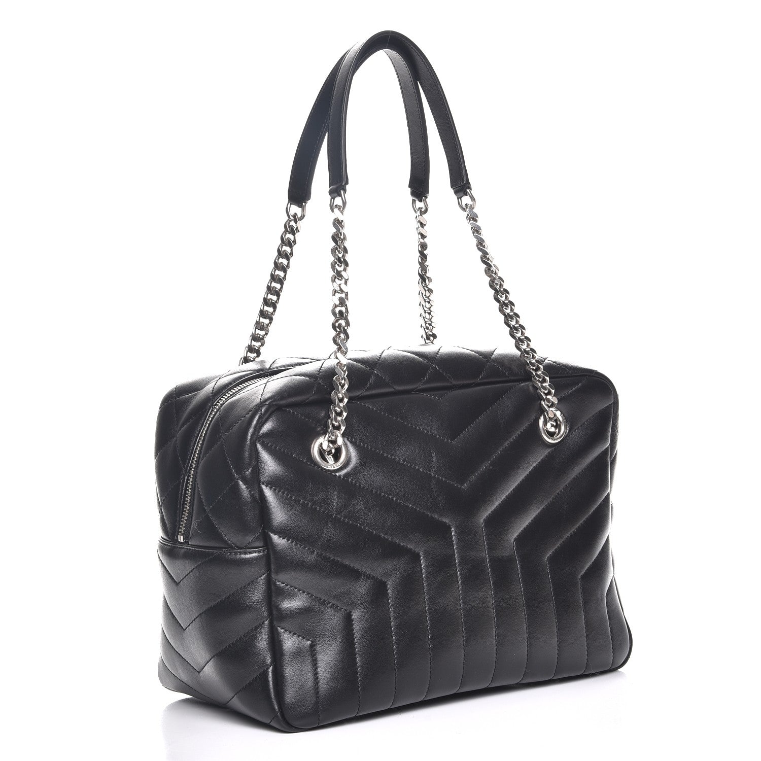 Saint Laurent Calfskin Y Quilted Monogram Medium Loulou Bowling Bag Black 3 of 7