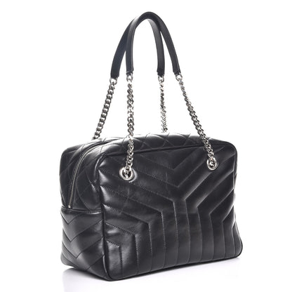 Saint Laurent Calfskin Y Quilted Monogram Medium Loulou Bowling Bag Black 3 of 7