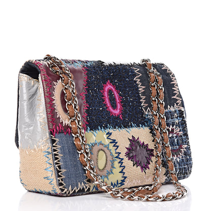 Chanel Denim Tweed Patchwork Jumbo Single Flap Multicolor 3 of 9