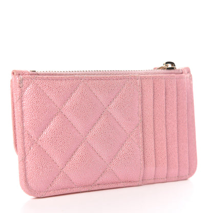 Chanel Iridescent Caviar Quilted Flap Zip Card Holder Pink 3 of 8