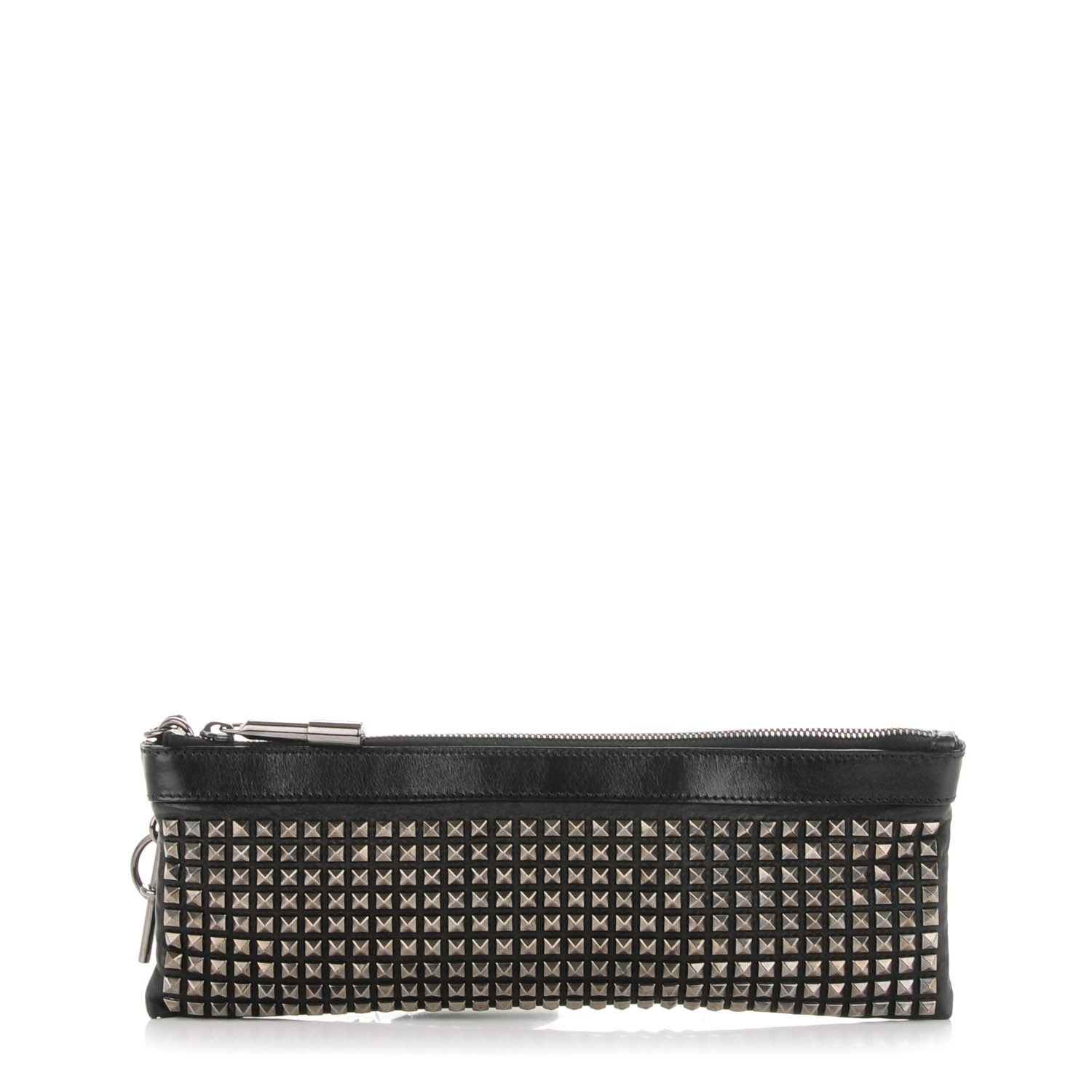 Burberry Prorsum Calfskin Studded Wristlet Clutch Black 1 of 8