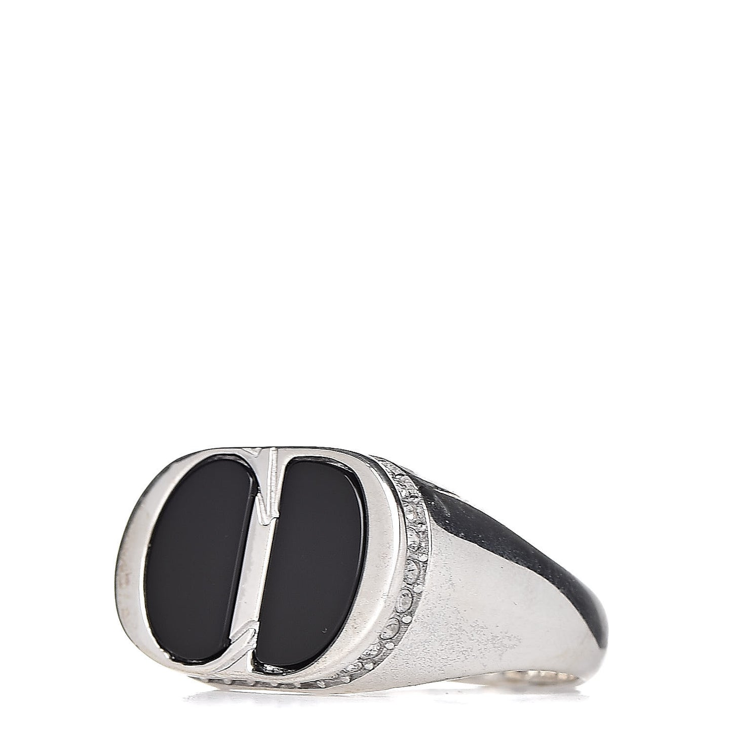 Sterling Silver Onyx Crystal CD Icon Ring 60 9