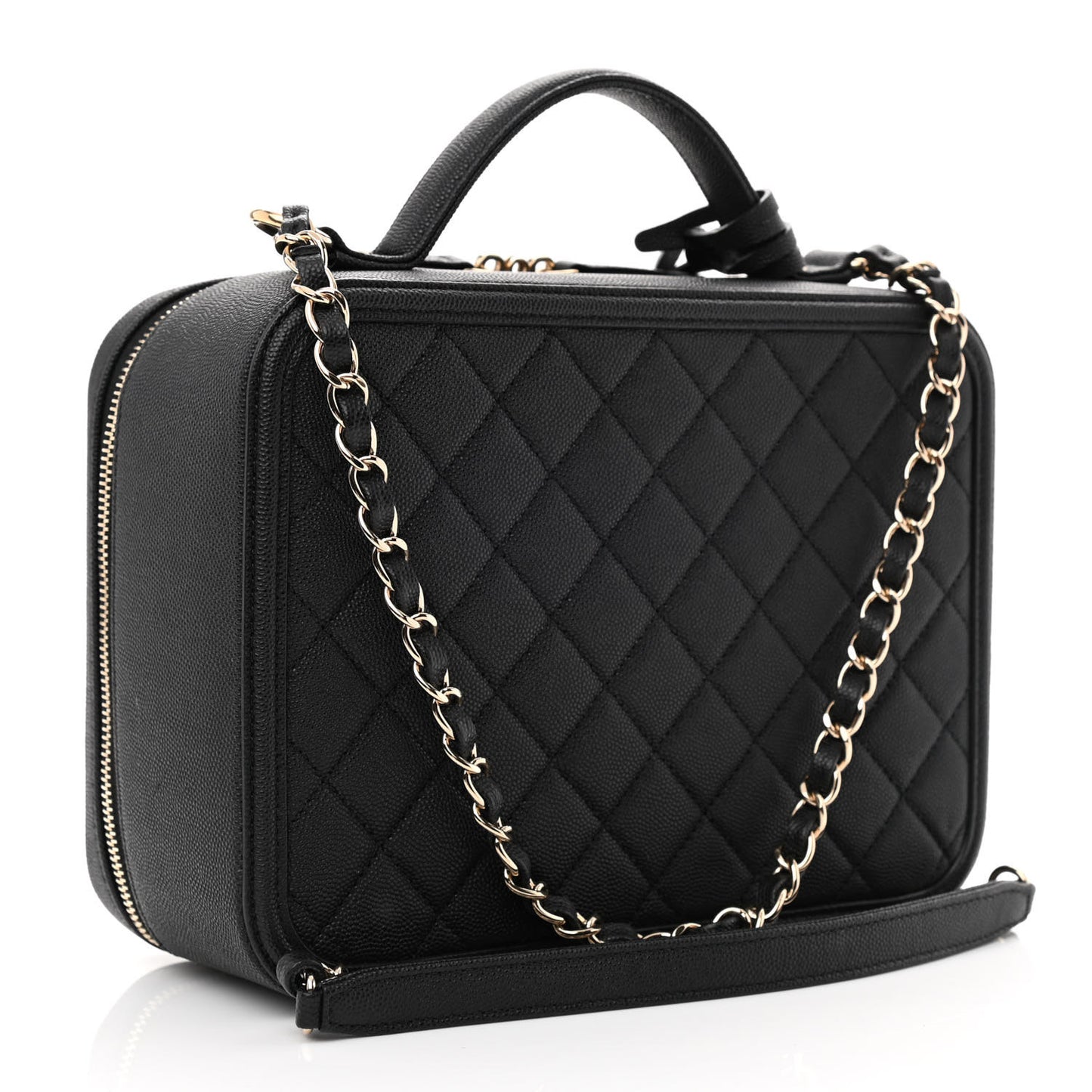 Caviar Quilted Medium CC Filigree Vanity Case Black