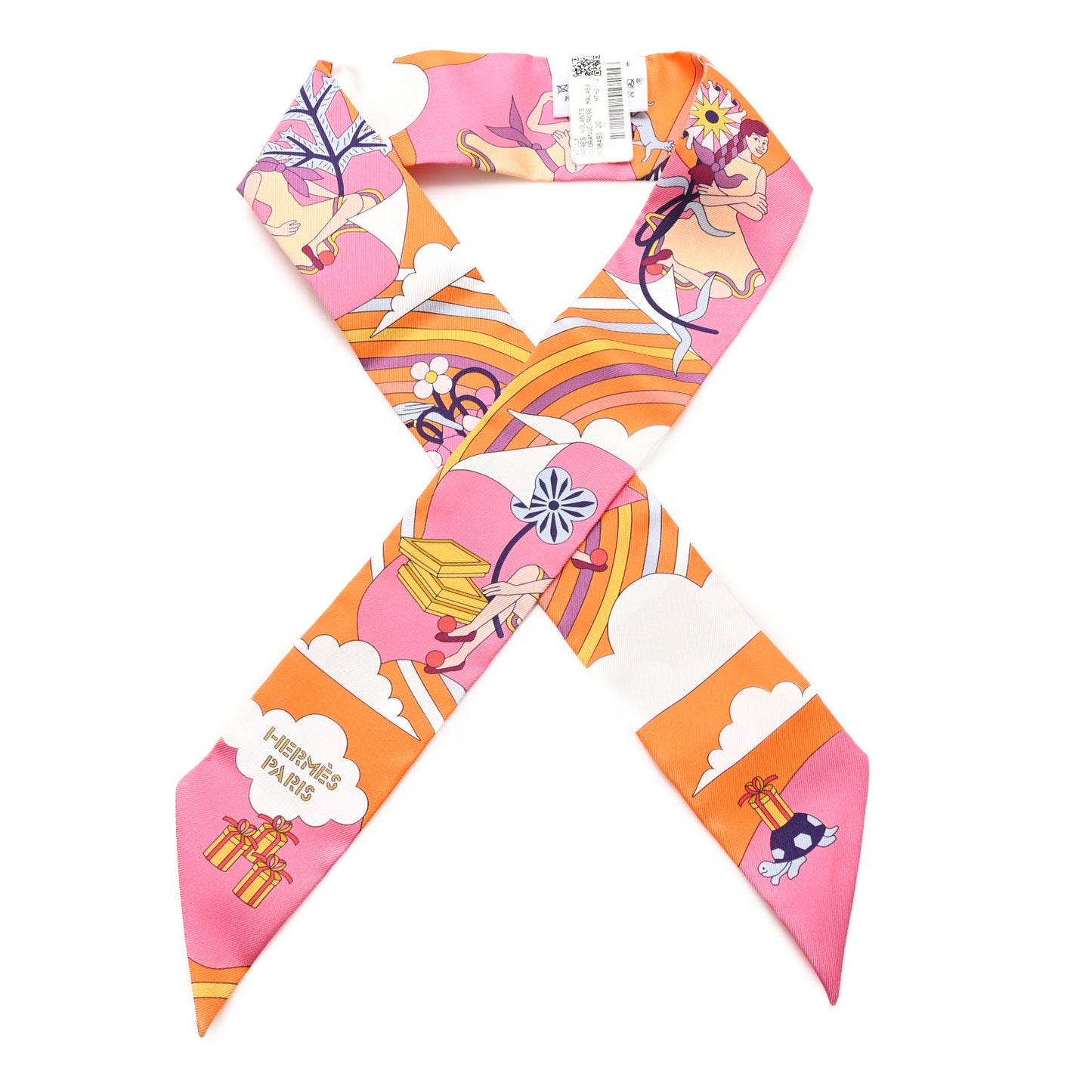 Silk Carres Volants Twilly Orange Rose Malaba