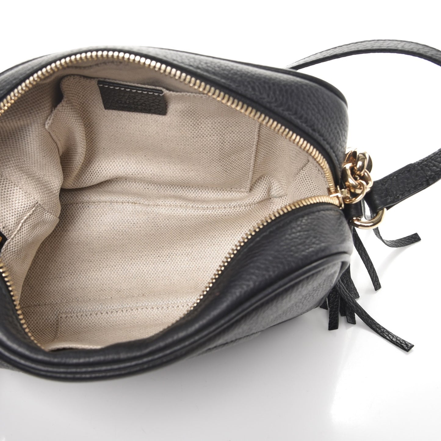 Pebbled Calfskin Small Soho Disco Bag Black
