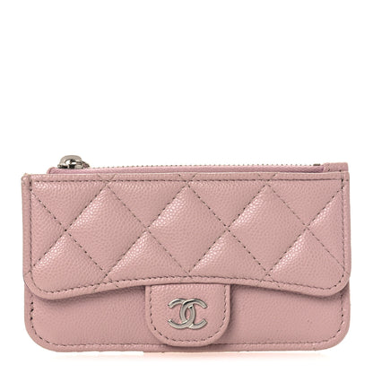 Chanel Caviar Quilted Flap Zip Card Holder Light Pink 1 of 10
