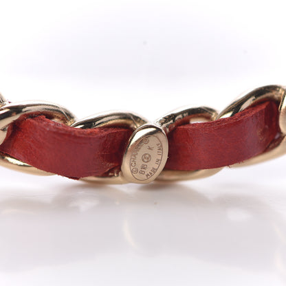 Chanel Lambskin Chain Logo Brooch Red Gold 4 of 5
