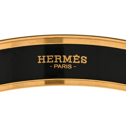 Hermes Enamel Printed Medium Caleche Bracelet 65 Black 4 of 6