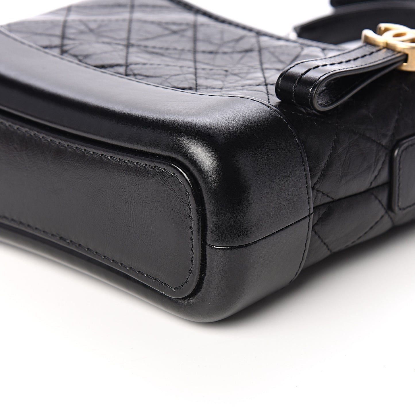 Aged Calfskin Quilted Small Gabrielle Hobo Black
