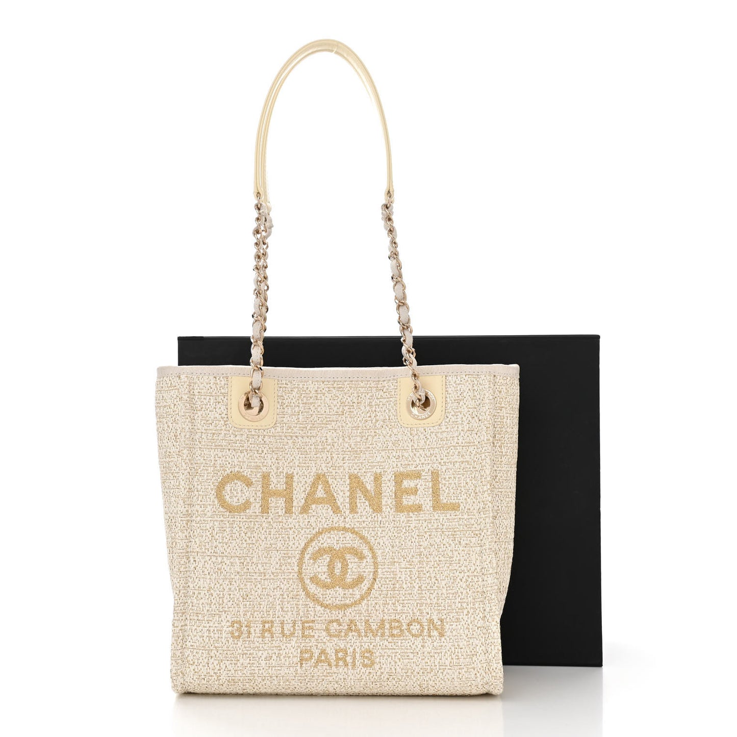 Lurex Boucle Mini Deauville Tote White