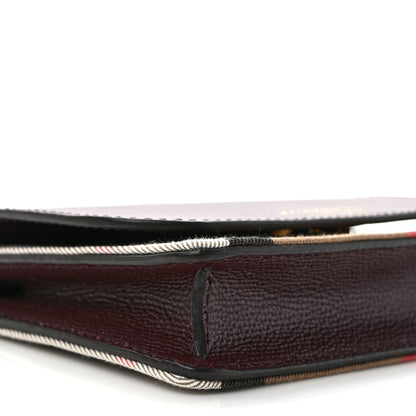 Burberry Grained Calfskin House Check Tartan Mix Hampshire Wallet On Chain Burgundy 6 of 7