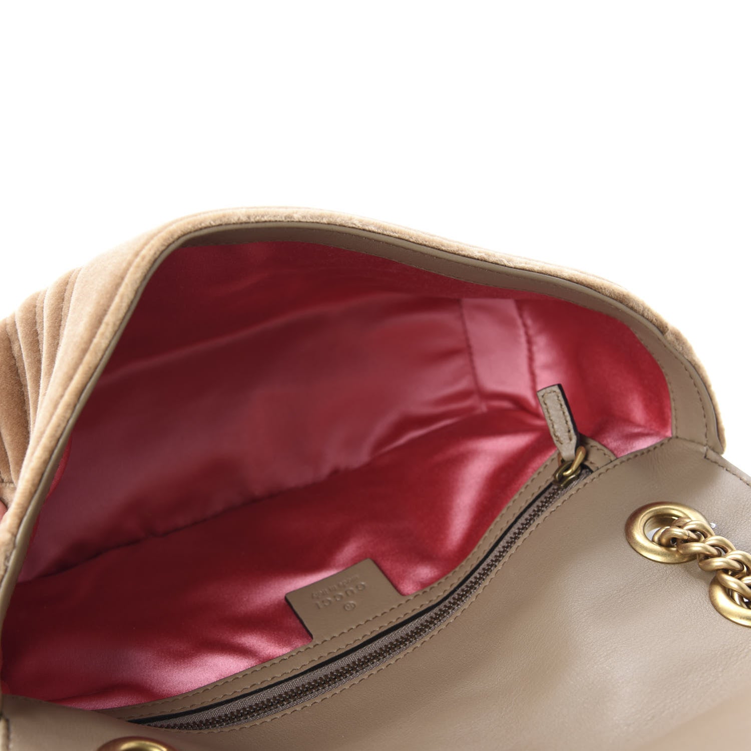 Gucci Velvet Matelasse Small GG Marmont Shoulder Bag Taupe 5 of 10