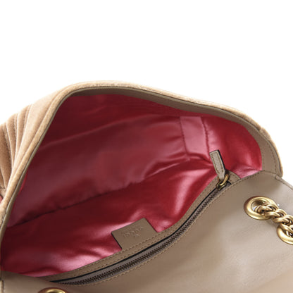 Gucci Velvet Matelasse Small GG Marmont Shoulder Bag Taupe 5 of 10
