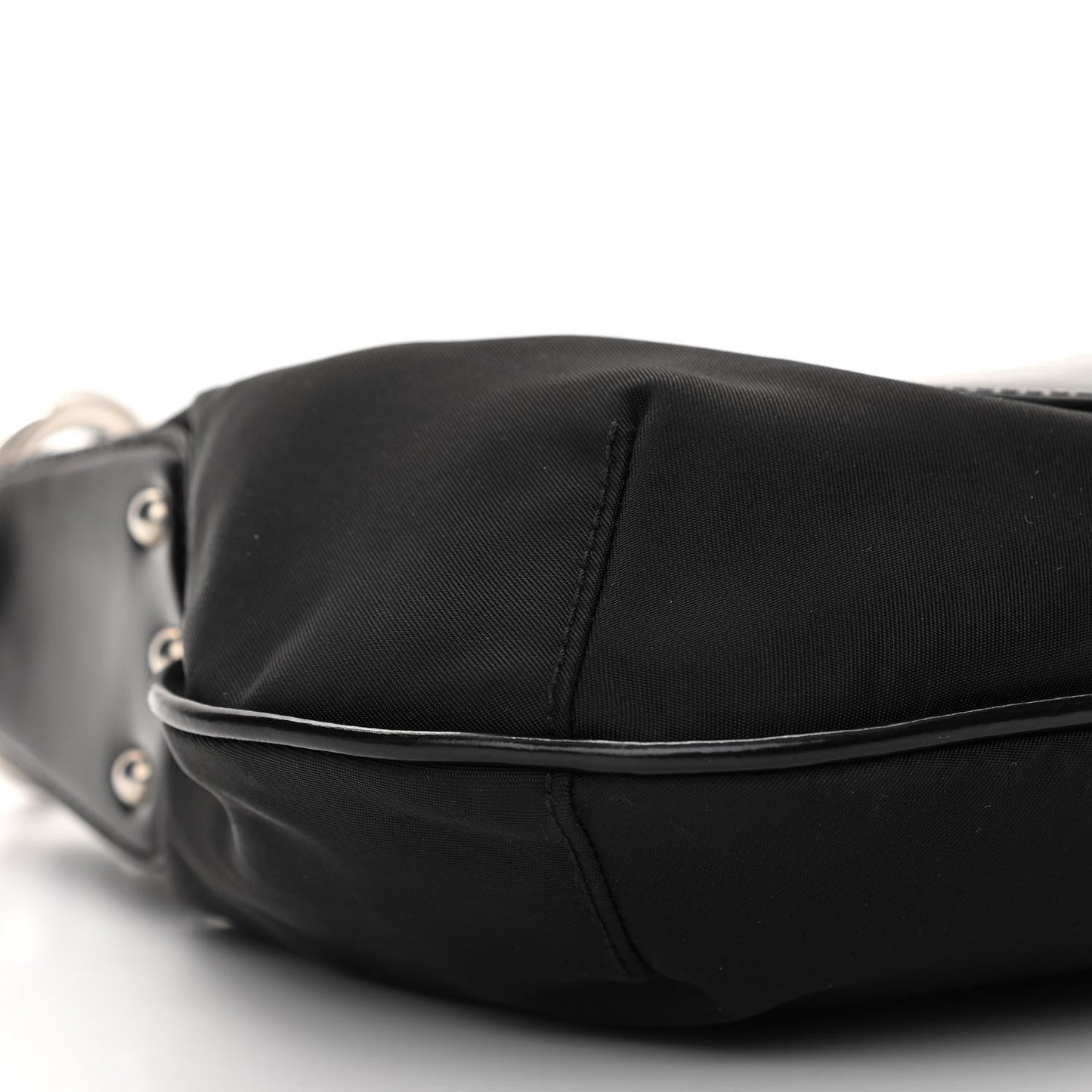 Tessuto Nylon Calfskin Logo Shoulder Bag Black
