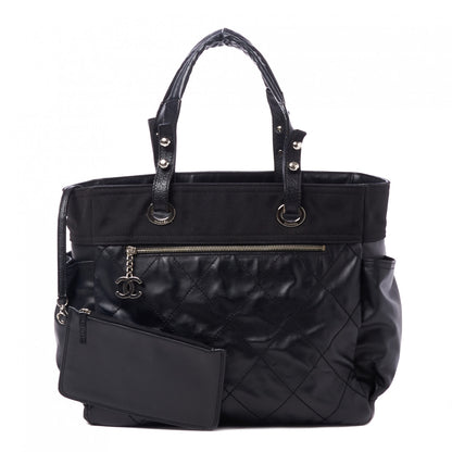 Chanel Coated Canvas Quilted Large Paris Biarritz Tote Black 1 of 11