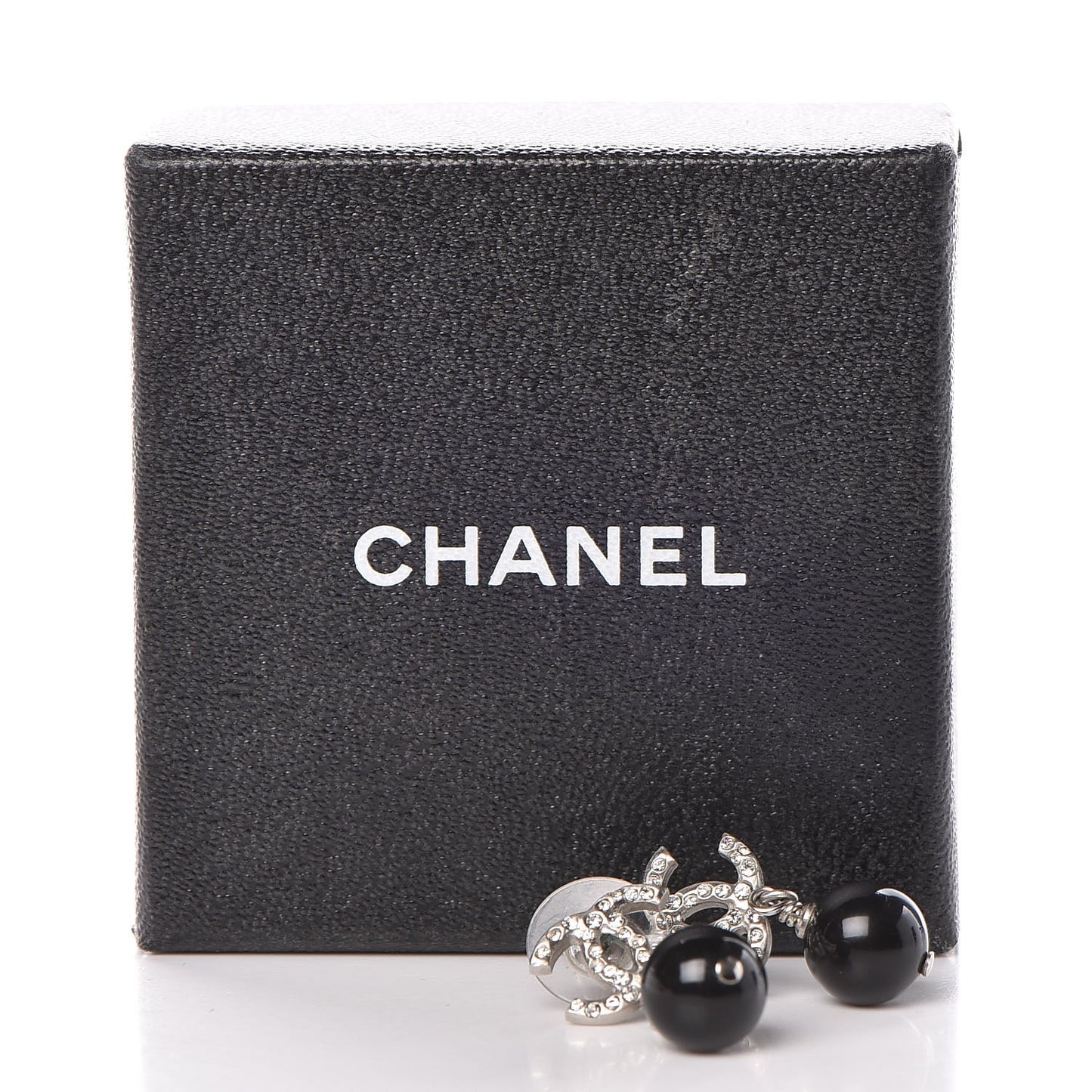 Crystal Bead CC Drop Earrings Ruthenium Black