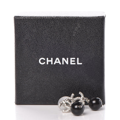Chanel Crystal Bead CC Drop Earrings Ruthenium Black 6 of 6