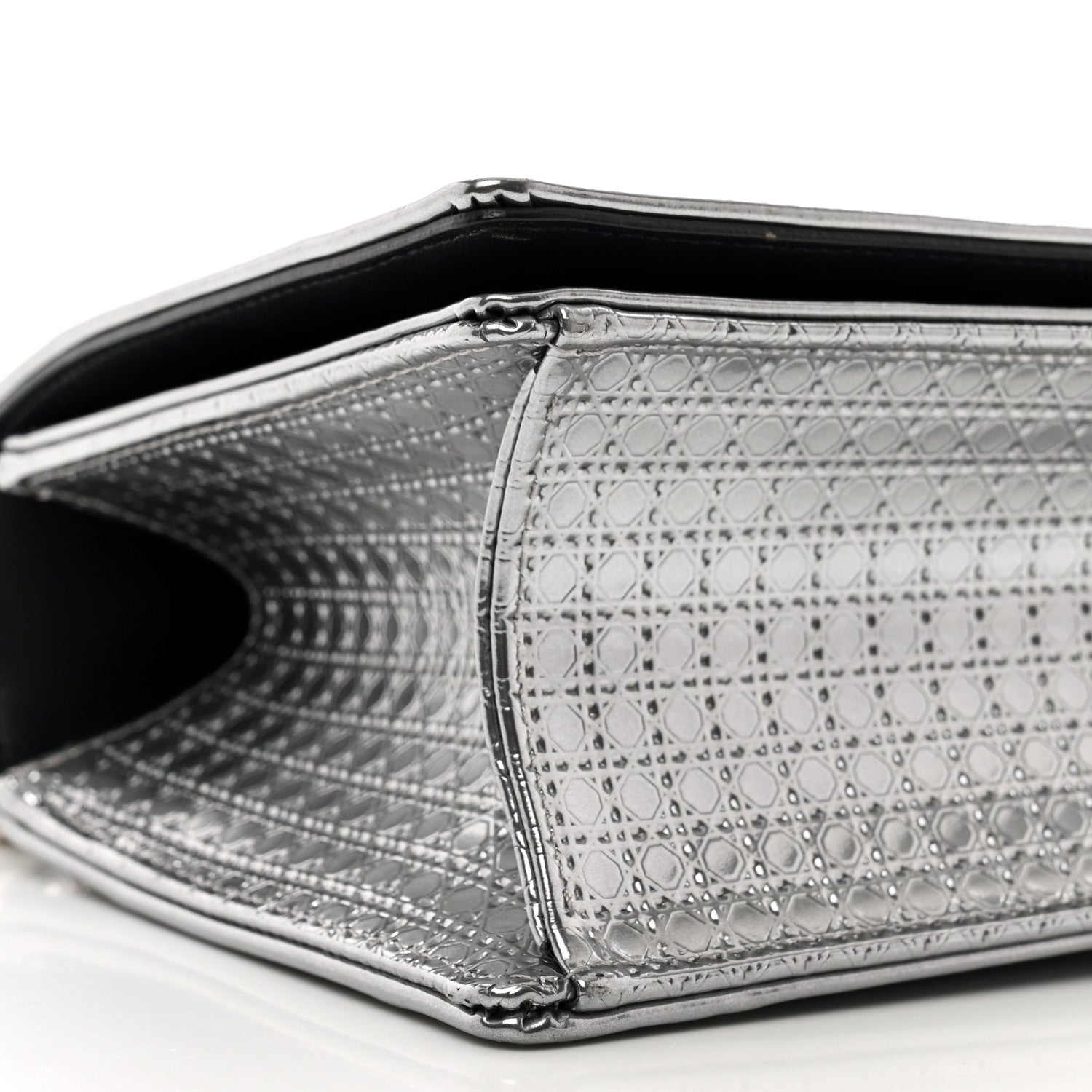 Christian Dior Metallic Patent Micro-Cannage Small Diorama Flap Bag Silver 8 of 10