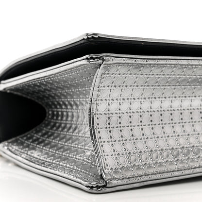 Christian Dior Metallic Patent Micro-Cannage Small Diorama Flap Bag Silver 8 of 10