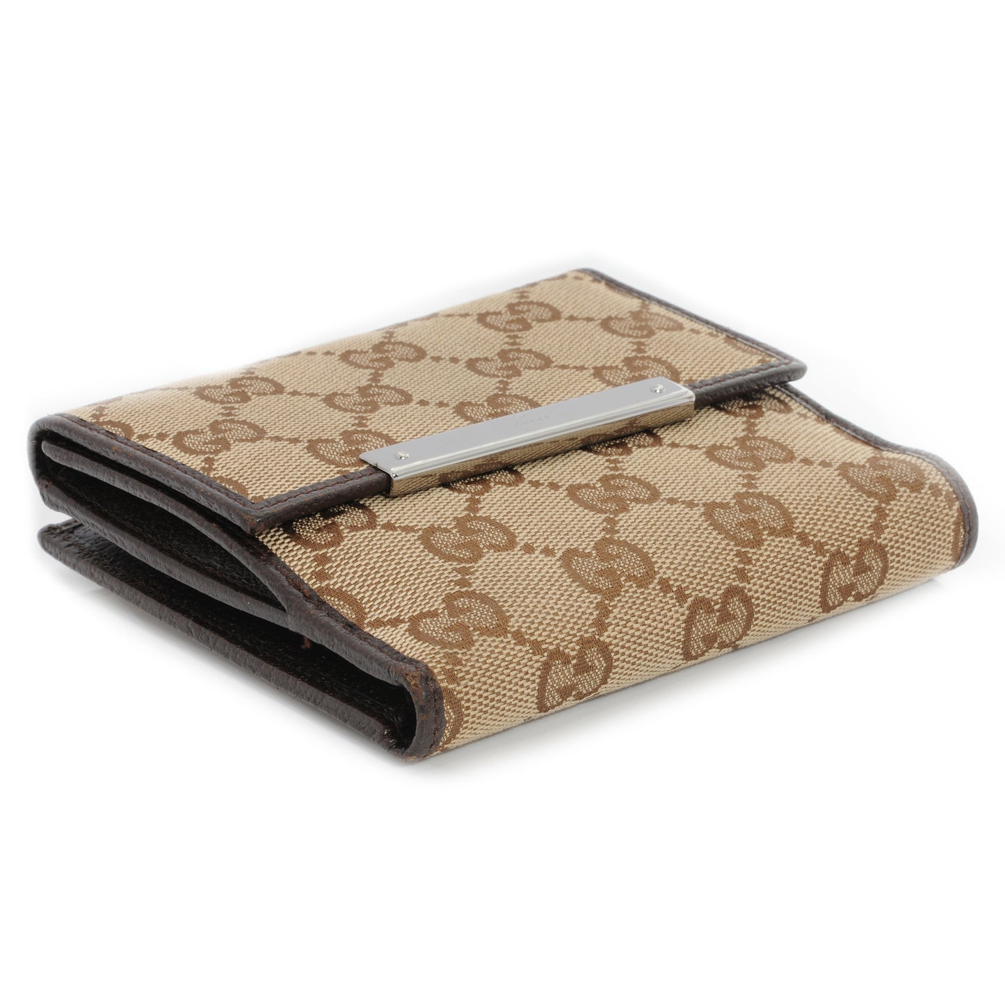 Monogram Metal Bar French Flap Wallet Beige Ebony Cocoa