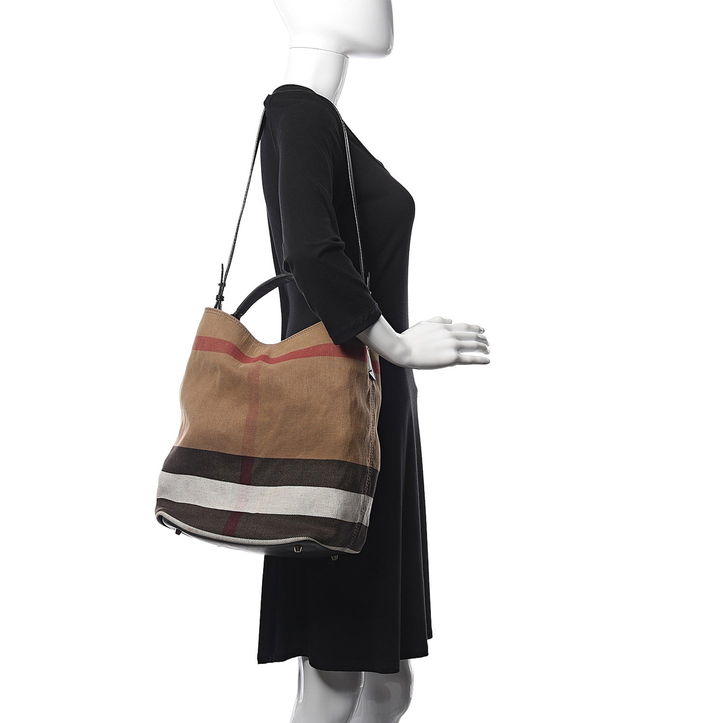 Canvas Mega Check Medium Ashby Hobo Black