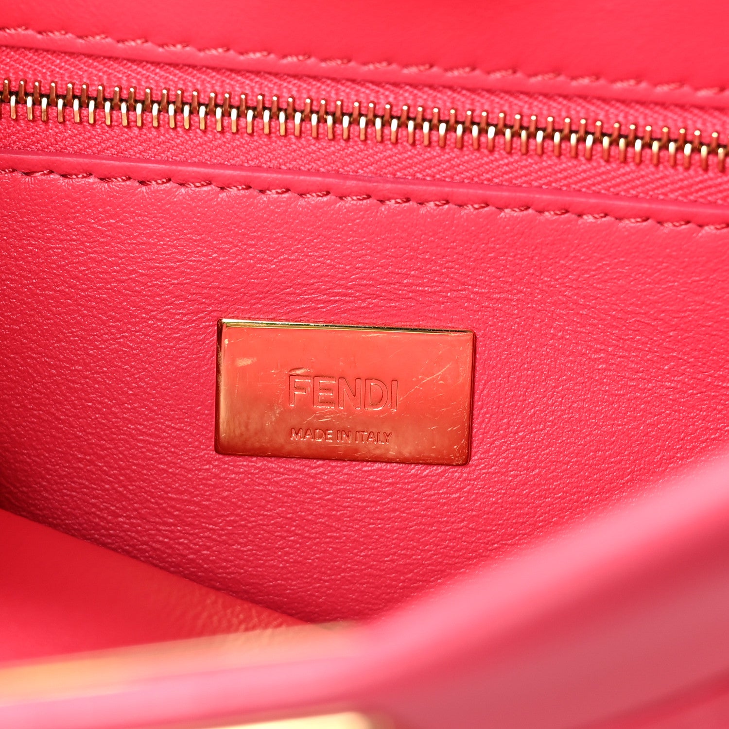 Fendi Nappa Mini Peekaboo Iconic Satchel Lampone 7 of 10